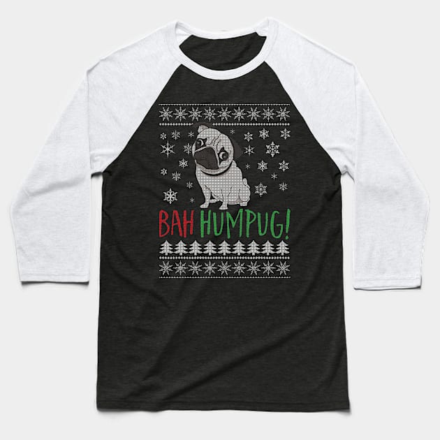 Bah Humpug! Christmas Pug Baseball T-Shirt by CasesTshirts